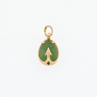 Lot 218 - Russian Gold-Mounted Nephrite Pendant Egg