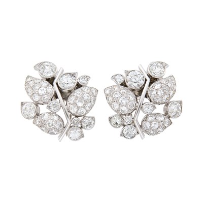 Lot 288 - Suzanne Belperron Pair of Platinum, White Gold and Diamond Clips, France