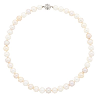 Lot 1161 - Multicolored Freshwater Pearl Necklace with Silver and Glass Ball Clasp