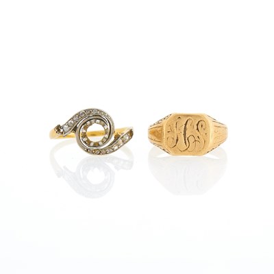Lot 2275 - Gold Signet Ring and Ring Fragment