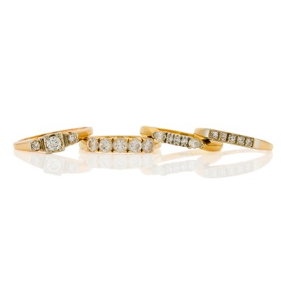 Lot 1272 - Four Gold, Platinum and Diamond Rings