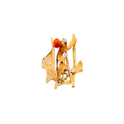Lot 1016 - Janiyé High Karat Gold, Gold, Opal and Diamond Brooch