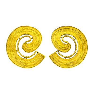 Lot 96 - Ilias Lalaounis Pair of Gold Spiral Earclips