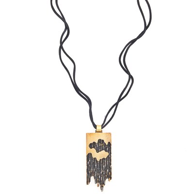 Lot 1287 - Sven Boltenstern Gold and Silver Pendant with Silk Cord