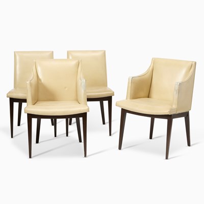 Lot 349 - Set of Four Edward Wormley for Dunbar Upholstered Walnut Dining Chairs