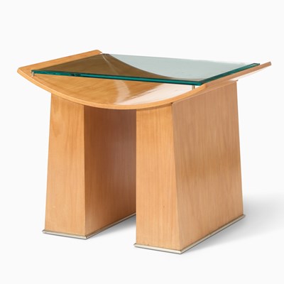 Lot 372 - Jay Spectre Oak and Glass “Shinto” Side Table
