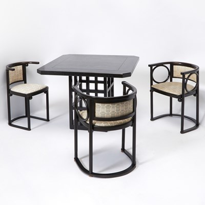 Lot 218 - Set of Three Josef Hoffmann for Whittmann Armchairs and Games Table