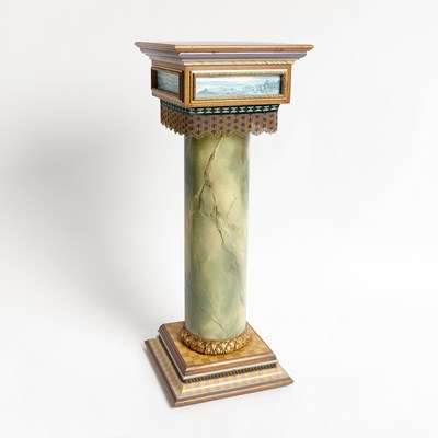 Lot 105 - Mackenzie-Childs Painted Faux Marble Pedestal