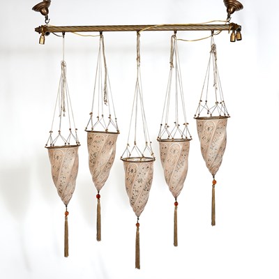 Lot 434 - Fortuny Glass "Cesendello" Tiered Five-Light Fixture