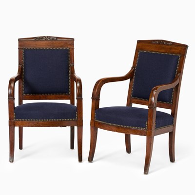 Lot 593 - Pair of Louis Philippe Mahogany Fauiteuils