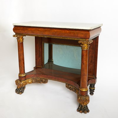 Lot 164 - Classical Mahogany Marble Top Pier Table