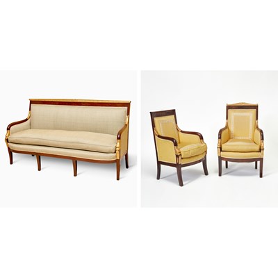 Lot 208 - Empire Parcel-Gilt Mahogany Upholstered Suite