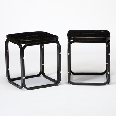 Lot 216 - Pair of Otto Wagner Painted Bentwood Stools