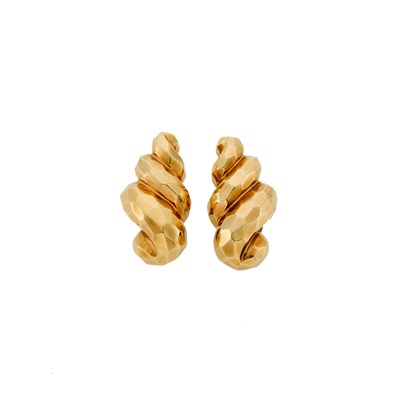 Lot 1009 - Pair of Hammered Gold Earclips