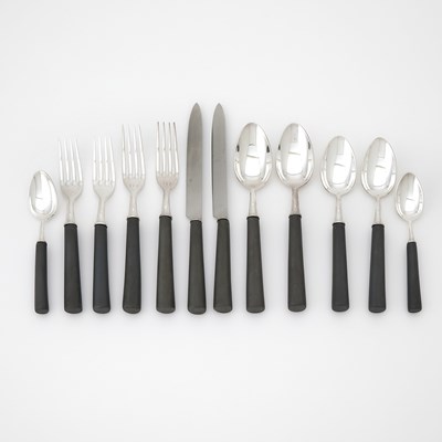 Lot 432 - Muriel Grateau Silver-Plated and Porcelain Flatware Service