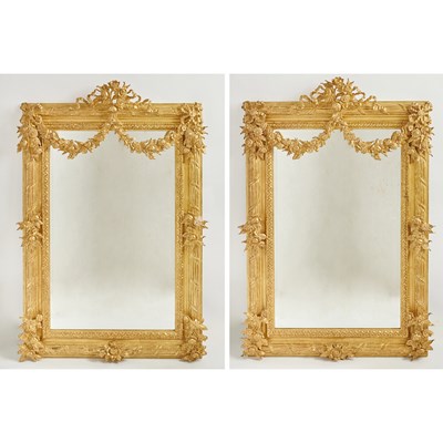 Lot 106 - Pair of Louis XVI-style Giltwood Mirrors