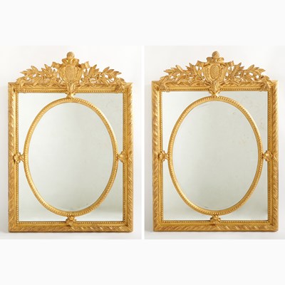 Lot 107 - Pair of Louis XVI Style Giltwood Mirrors