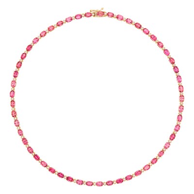 Lot 95 - Gold, Pink Tourmalineand Diamond Necklace