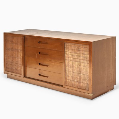 Lot 351 - Harvey Probber Walnut and Caned Sideboard