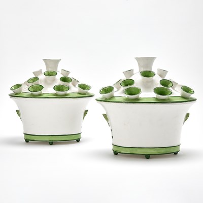 Lot 3012 - Pair of Mottahedeh Pottery Tulipieres