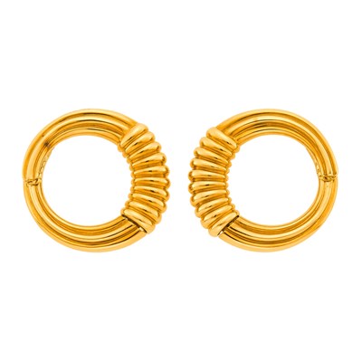 Lot 10 - Van Cleef & Arpels Pair of Gold Hoop Earclips