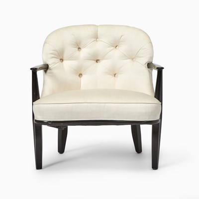 Lot 315 - Edward Wormley for Dunbar Upholstered Dark Stained Wood "Janus" Armchair