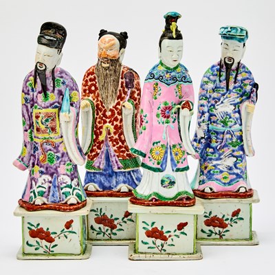 Lot 57 - Four Chinese Enameled Porcelain Figures of Immortals