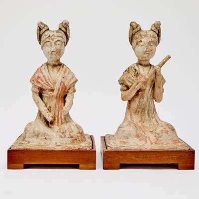 Lot 197 - A Pair of Chinese Pottery Figures of Female Musicians