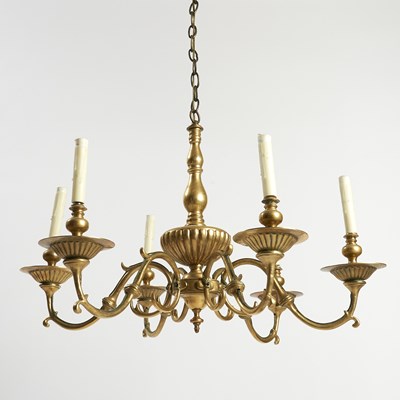 Lot 144 - Dutch Baroque Style Brass Six Light Chandelier