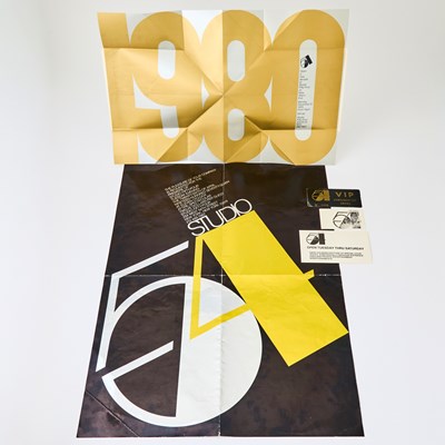 Lot 232 - The poster-sized invitation to the opening of Studio 54 with other ephemera