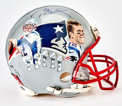 Lot 231 - New England Patriots Helmet signed by Tom Brady.