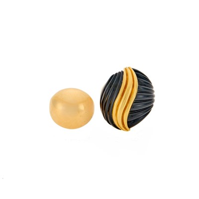 Lot 1183 - Two Gold and Black Onyx Rings