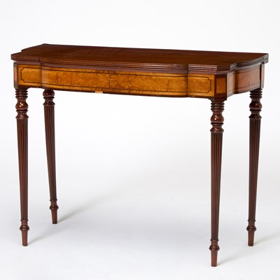 Lot 441 - Federal Mahogany and Birch Inlaid Fold-Over Games Table