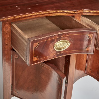 Lot 158 - George III Style Inlaid Mahogany Serpentine Sideboard
