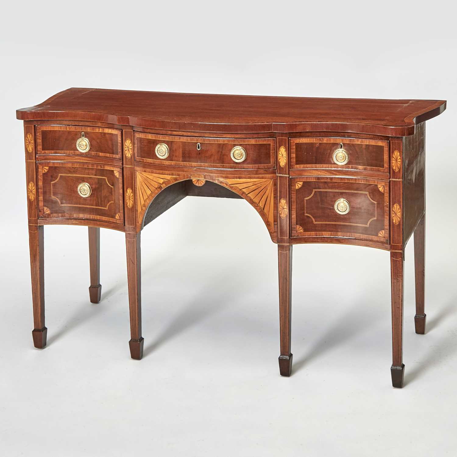 Lot 175 - George III Inlaid Mahogany Rosewood Banded Serpentine Sideboard