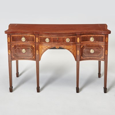 Lot 175 - George III Inlaid Mahogany Rosewood Banded Serpentine Sideboard