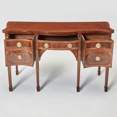 Lot 175 - George III Inlaid Mahogany Rosewood Banded Serpentine Sideboard