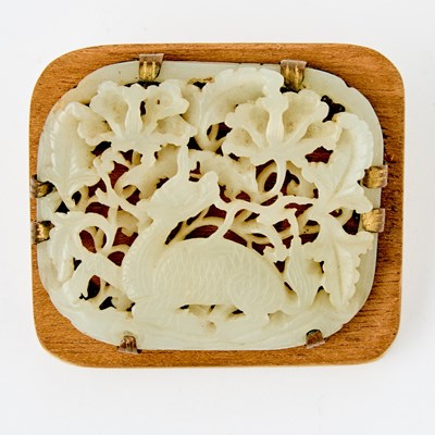 Lot 19 - A Chinese Reticulated Jade Plaque