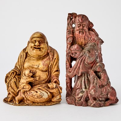 Lot 59 - A Group of Chinese Figural Soapstone Carvings