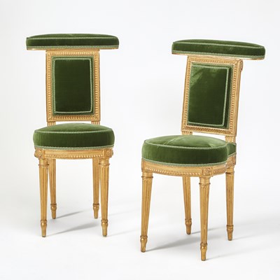 Lot 322 - Pair of Louis XVI Carved Giltwood Chaises Voyeuses