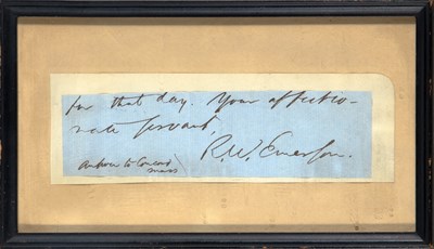 Lot 120 - Ralph Waldo Emerson signature clipped from a letter