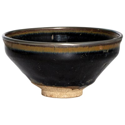 Lot 415 - A Chinese Jian-Type Silver-Rimmed Tea Bowl