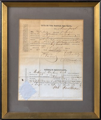 Lot 121 - Nathaniel Hawthorne naval document signed