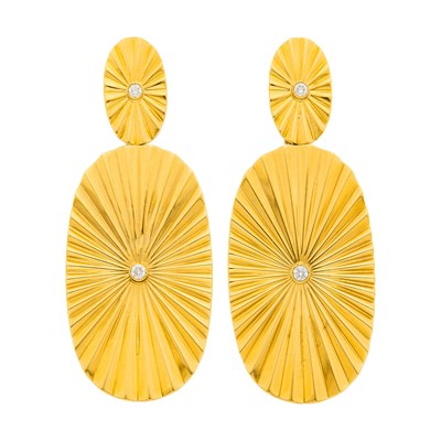 Lot 111 - Jack Vartanian Pair of Gold and Diamond Pendant-Earrings