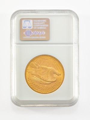Lot 23 - United States. 1908 No Motto St. Gaudens Double Eagle. NGC MS-68, Wells Fargo Hoard.