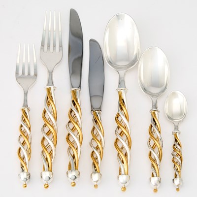 Lot 323 - Mexican Parcel-Gilt and Sterling Silver Flatware Service