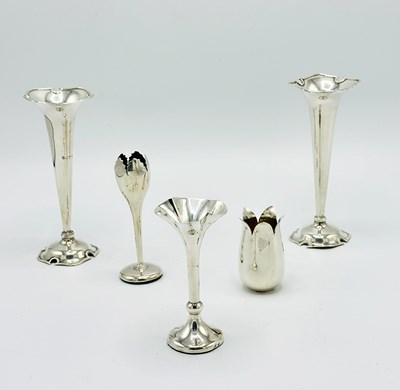 Lot 1120 - Group of Five Sterling Silver Bud Vases