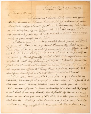Lot 29A - An important series of letters from Rembrandt Peale to his niece Mary Jane Peale regarding her portrait