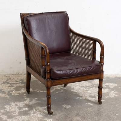 Lot 206 - Regency Style Caned Faux Bamboo Armchair