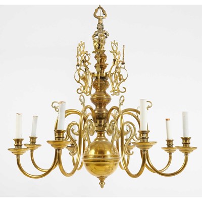 Lot 156 - Dutch Baroque Style Eight-Light Brass Chandelier